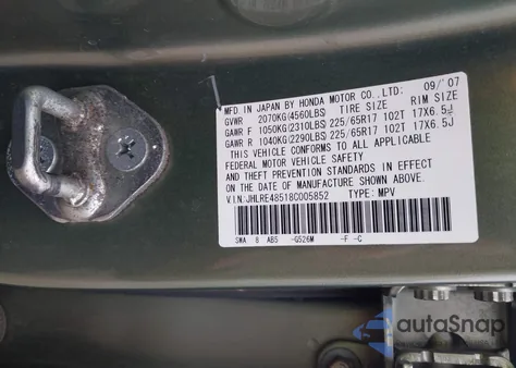 2008 Honda Cr-V Ex from USA, damaged, VIN JHLRE48518C005852